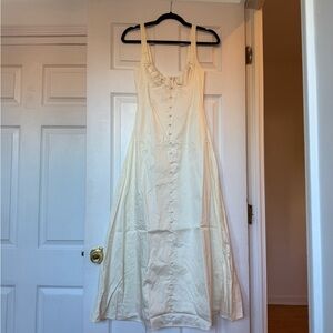 WeWoreWhat Ruched Cup Button Midi Dress White